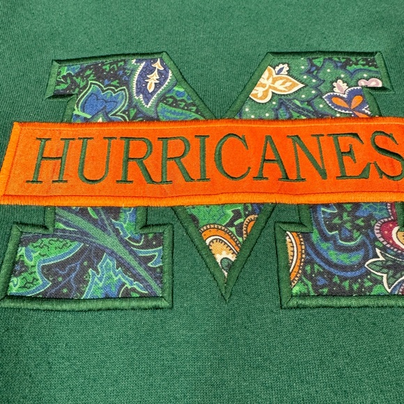 VTG NFL Miami Hurricanes Sweatshirt Crewneck Pullover Jumper Embroidery Size XL - Picture 2 of 7